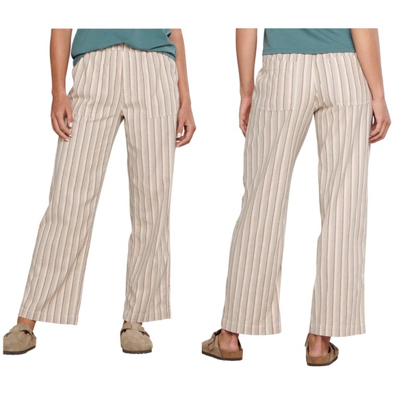 Toad&Co Pants - Toad & Co Pants Taj Hemp Stripe Wide Leg Pull On Large Casual Flowy Summer